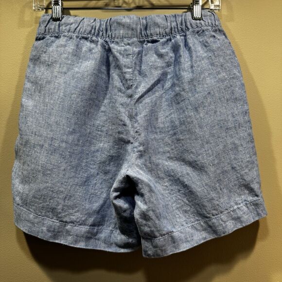 TALBOTS Size XS 100% Linen Chambray Blue Elastic Drawstring Waist Pockets - Picture 11 of 15